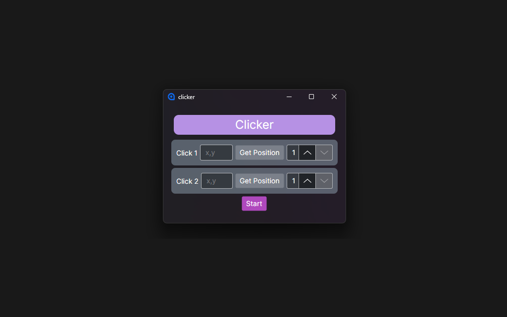 Clicker's main window showing click settings and controls