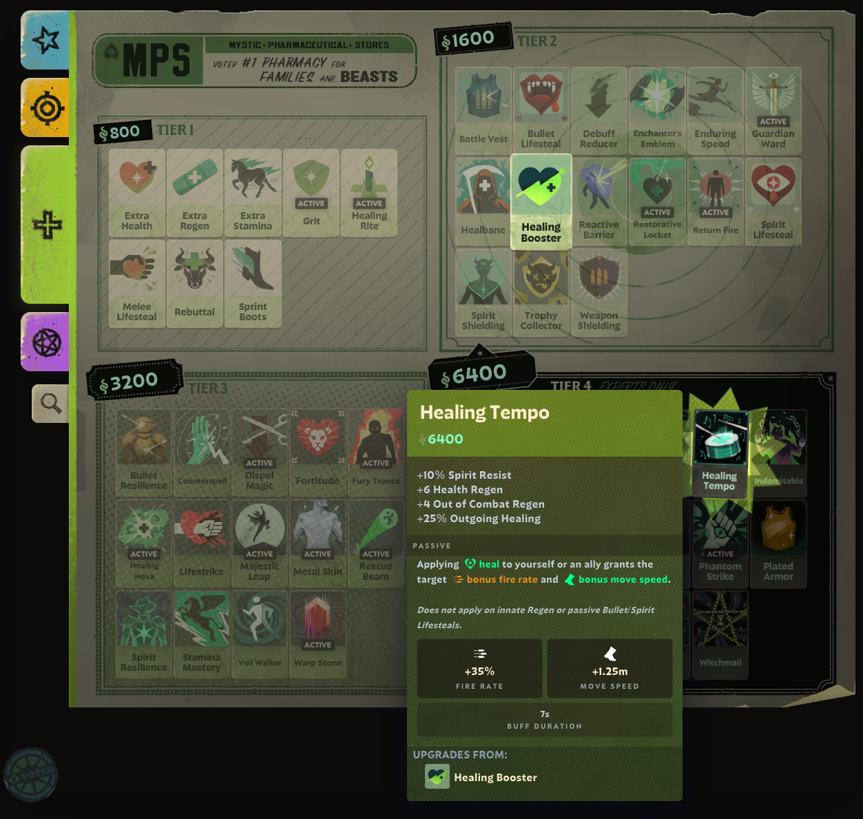 Hovering over an item in Shoplock, showing tooltip with item details